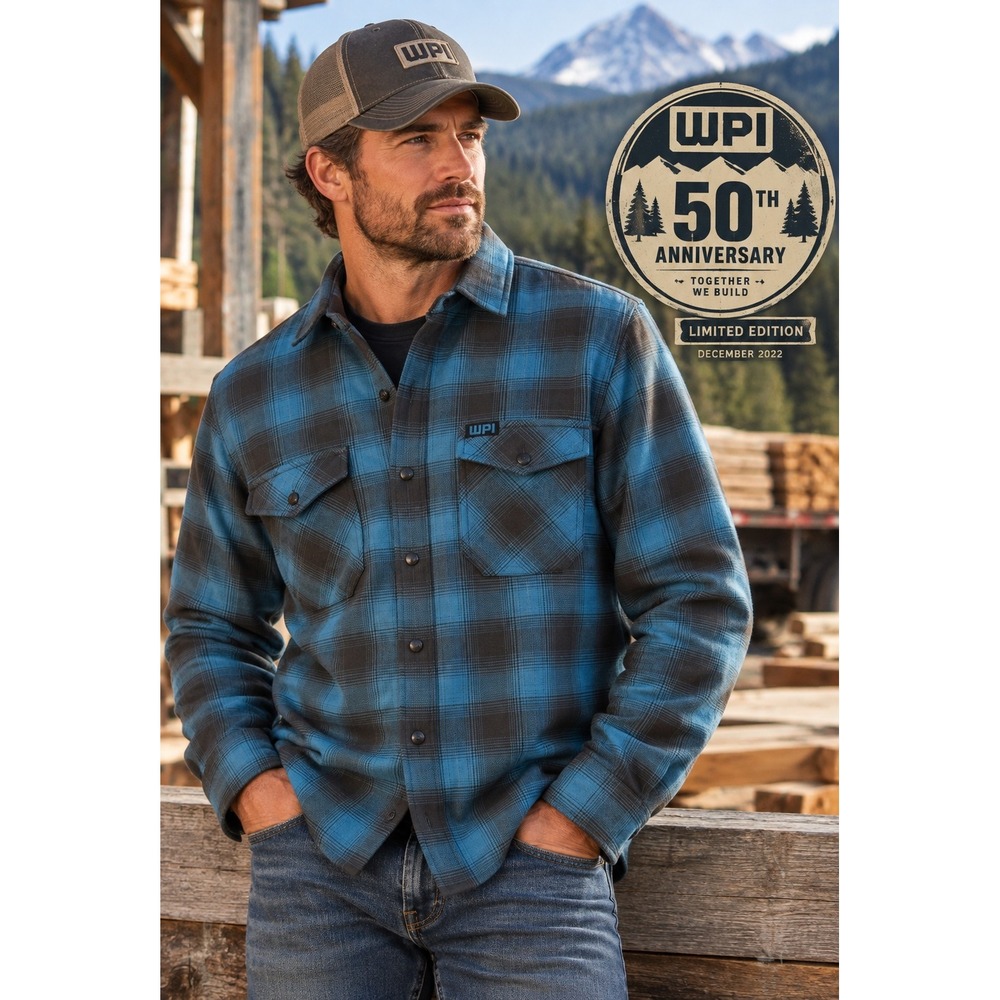 Dixxon Flannel WPI 50th Anniversary Men's M Blue Gray Snap Plaid Flannel Shirt